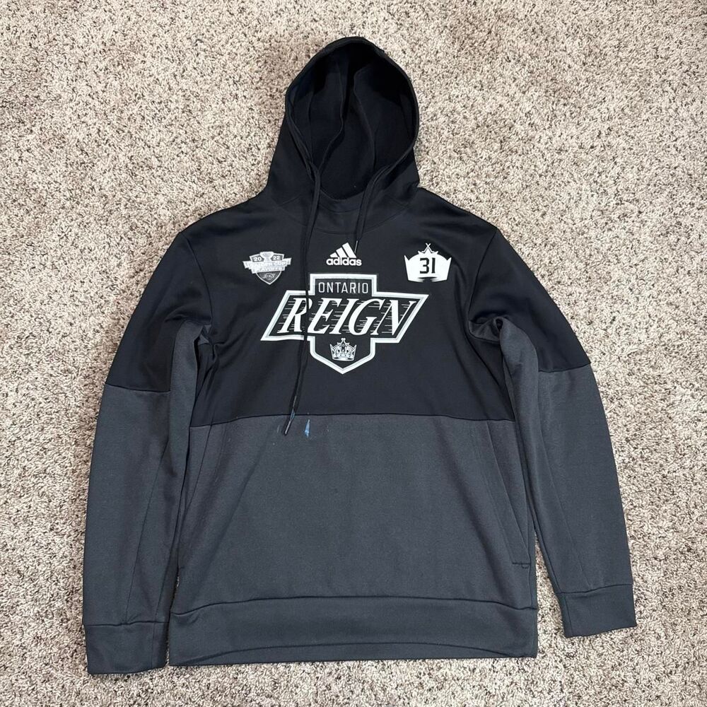 Adidas Men's Black and Grey Hoodie
